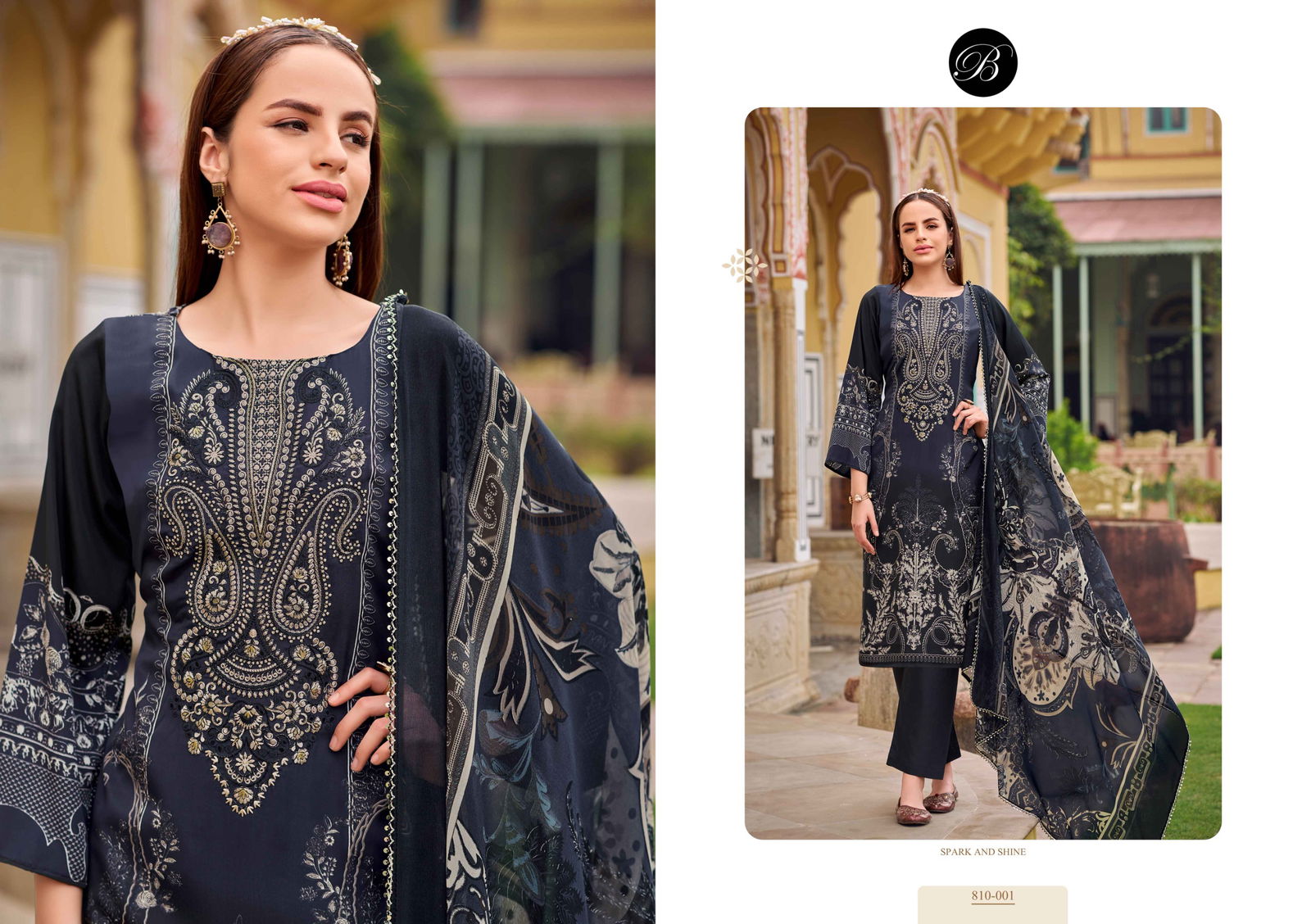 Gazal Vol 2 By Belliza Crepe Embroidered Dress Material Exporters In India
